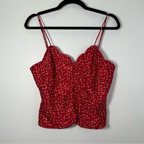 Victoria's Secret Tops - Victoria’s Secret Gold Label Vintage Red Floral Camisole Size M Coquette